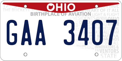 OH license plate GAA3407