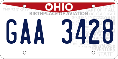 OH license plate GAA3428