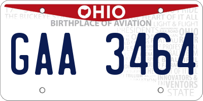 OH license plate GAA3464