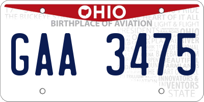 OH license plate GAA3475