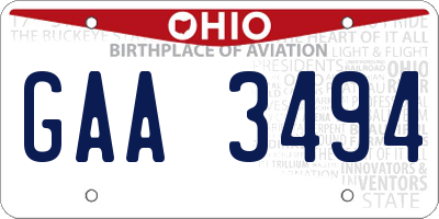 OH license plate GAA3494