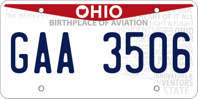OH license plate GAA3506