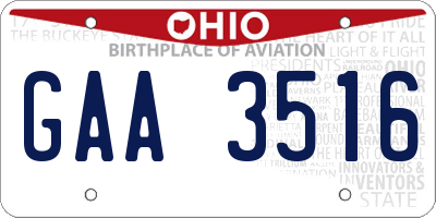OH license plate GAA3516