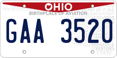 OH license plate GAA3520