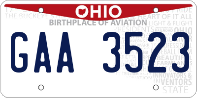 OH license plate GAA3523