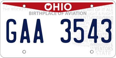 OH license plate GAA3543