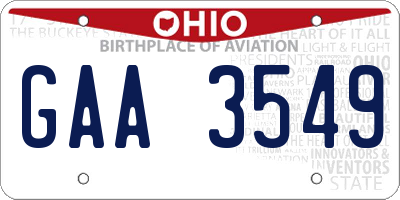 OH license plate GAA3549