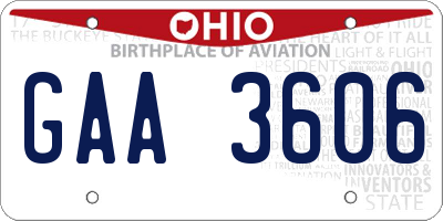 OH license plate GAA3606