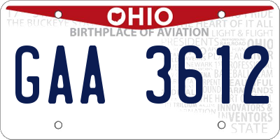 OH license plate GAA3612