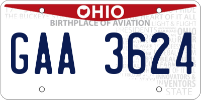 OH license plate GAA3624