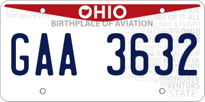OH license plate GAA3632