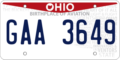 OH license plate GAA3649
