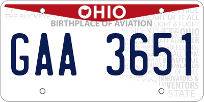 OH license plate GAA3651