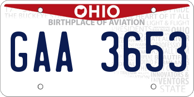 OH license plate GAA3653