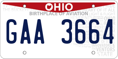 OH license plate GAA3664