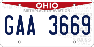 OH license plate GAA3669
