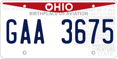 OH license plate GAA3675