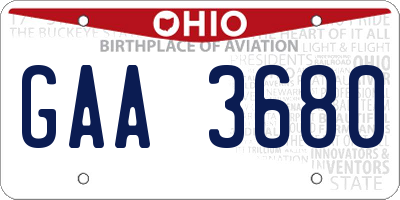 OH license plate GAA3680