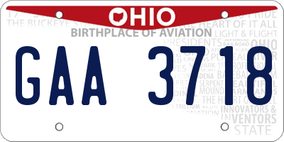 OH license plate GAA3718