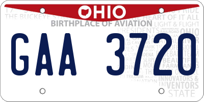 OH license plate GAA3720