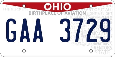 OH license plate GAA3729