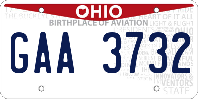 OH license plate GAA3732