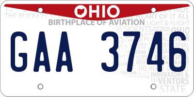 OH license plate GAA3746