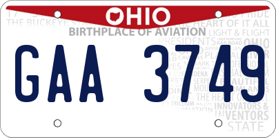 OH license plate GAA3749