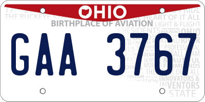 OH license plate GAA3767