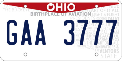 OH license plate GAA3777