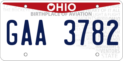 OH license plate GAA3782