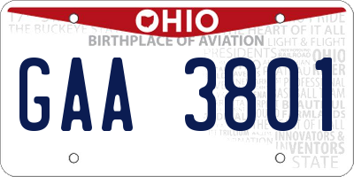 OH license plate GAA3801