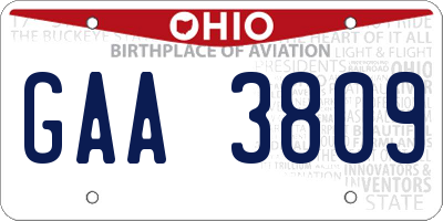 OH license plate GAA3809