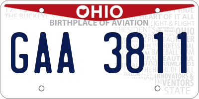OH license plate GAA3811