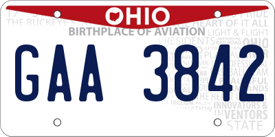 OH license plate GAA3842