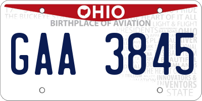 OH license plate GAA3845
