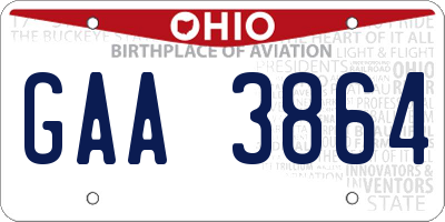 OH license plate GAA3864
