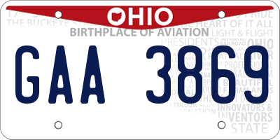 OH license plate GAA3869