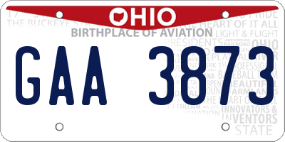 OH license plate GAA3873