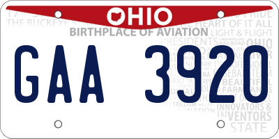 OH license plate GAA3920