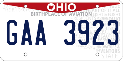OH license plate GAA3923