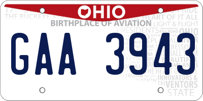 OH license plate GAA3943