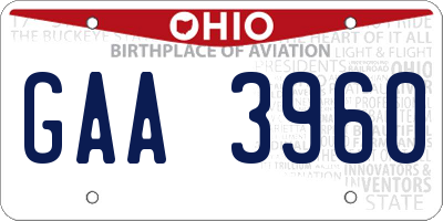 OH license plate GAA3960