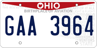 OH license plate GAA3964