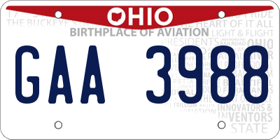 OH license plate GAA3988