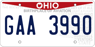 OH license plate GAA3990