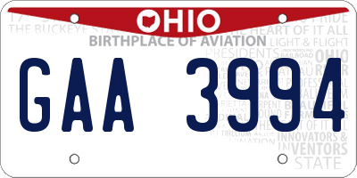 OH license plate GAA3994