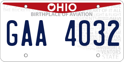 OH license plate GAA4032