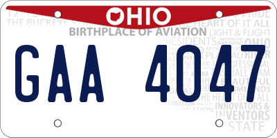 OH license plate GAA4047