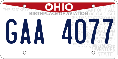 OH license plate GAA4077